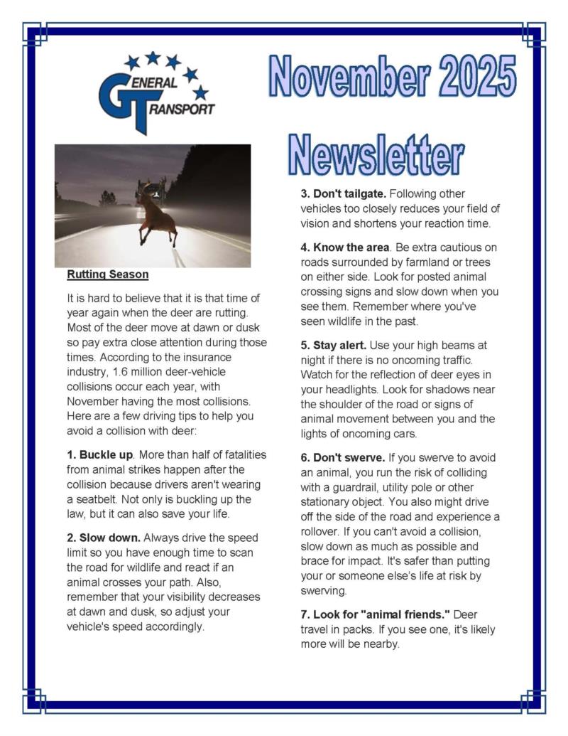 General Transport November 2025 Newsletter